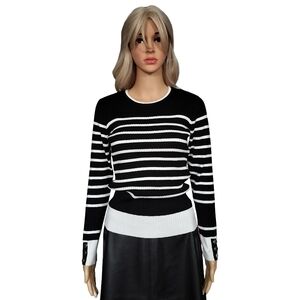 BCX Monochrome Striped Knit Top